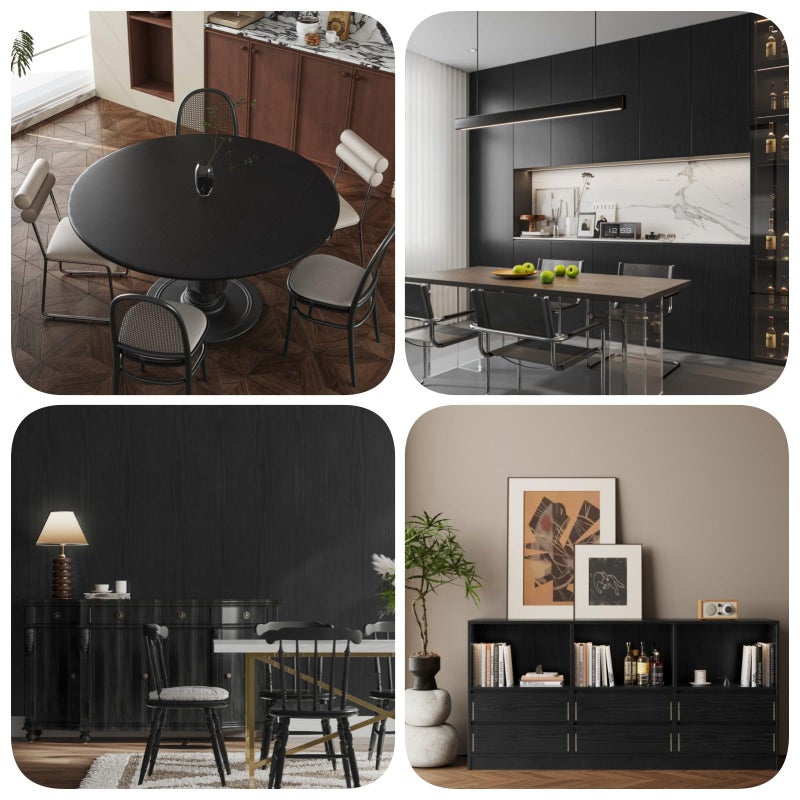 Abyssaly Black Wood Peel and Stick Wallpaper Decorative Self-Adhesive Contact Paper Film for Furniture Real Wood Contact Paper for Cabinets and Drawers Easy to Clean17.71" X 78.7" - Image 5